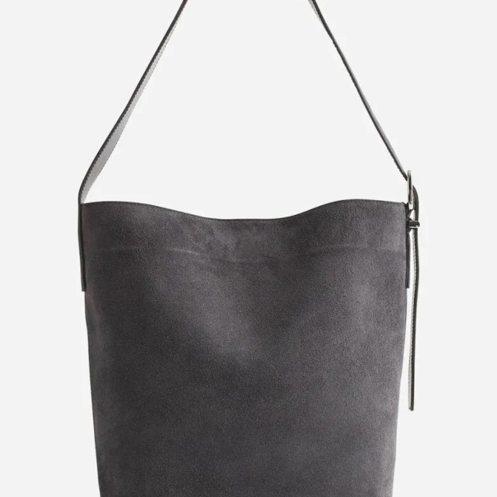 NWT Madewell Sleek Gray Suede Shoulder Bucket Tote Bag